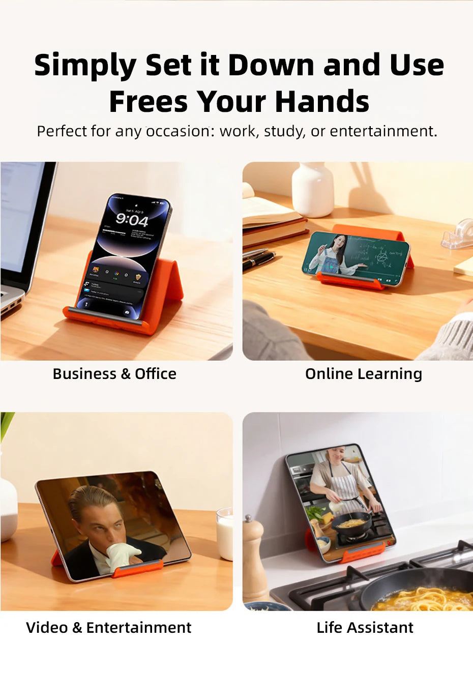 Flexible Silicone Foldable Phone Holder for Phone Tablet Laptop Desk Accessories for Home Office Bendable Portable Desktop Mount
