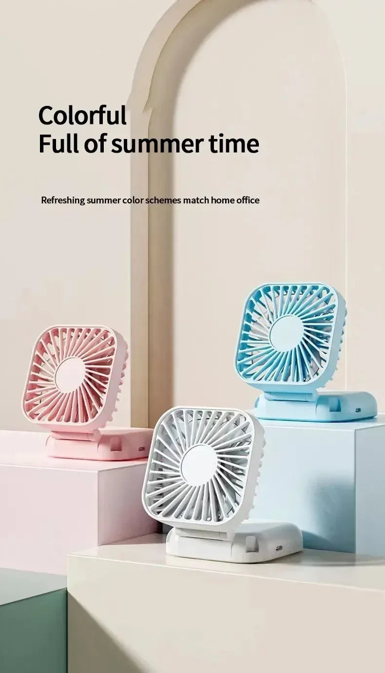 Portable Neck Fan Foldable Mini Handheld Fan with Power Bank USB Rechargeable Small Hand Fan Hanging Neck Fan Folding Desk Fan