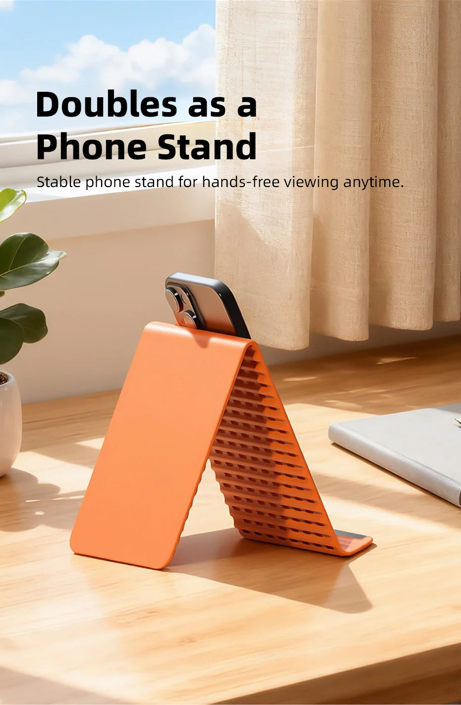 Flexible Silicone Foldable Phone Holder for Phone Tablet Laptop Desk Accessories for Home Office Bendable Portable Desktop Mount