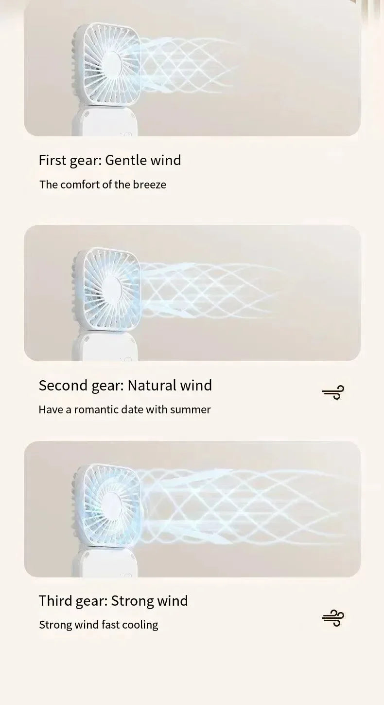 Portable Neck Fan Foldable Mini Handheld Fan with Power Bank USB Rechargeable Small Hand Fan Hanging Neck Fan Folding Desk Fan