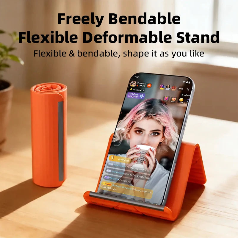 Flexible Silicone Foldable Phone Holder for Phone Tablet Laptop Desk Accessories for Home Office Bendable Portable Desktop Mount