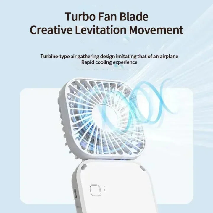 Portable Neck Fan Foldable Mini Handheld Fan with Power Bank USB Rechargeable Small Hand Fan Hanging Neck Fan Folding Desk Fan