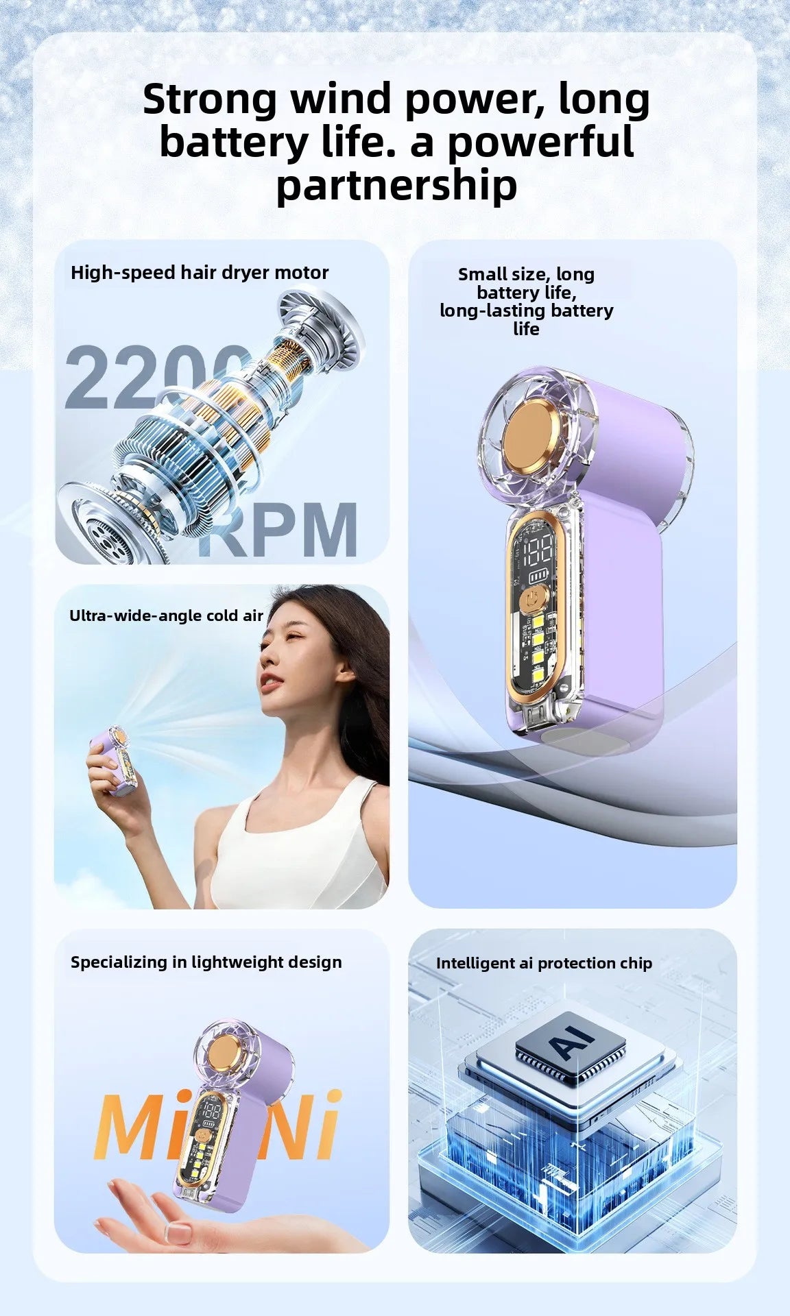 High Velocity Portable USB Charging Hand Fan Mini Powerful Pocket Fan With Strong Airflow For Summer Camping Sports Beach Travel