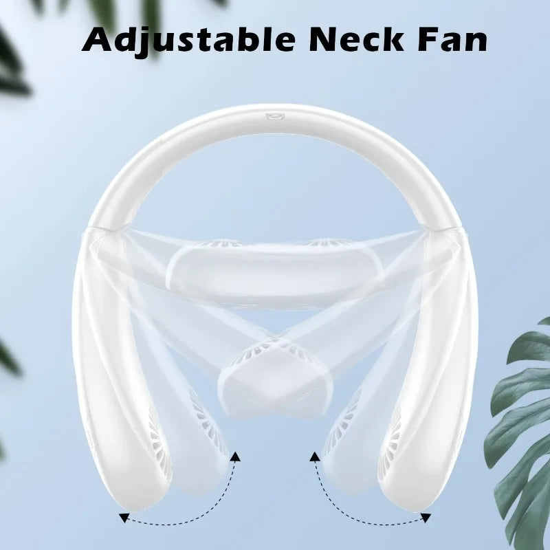USB Rechargeable 5000mAh Foldable Bladeless Neck Fan 3 Speeds 360° Cooling Wearable Hand-free Neck Fan for Travel Office School