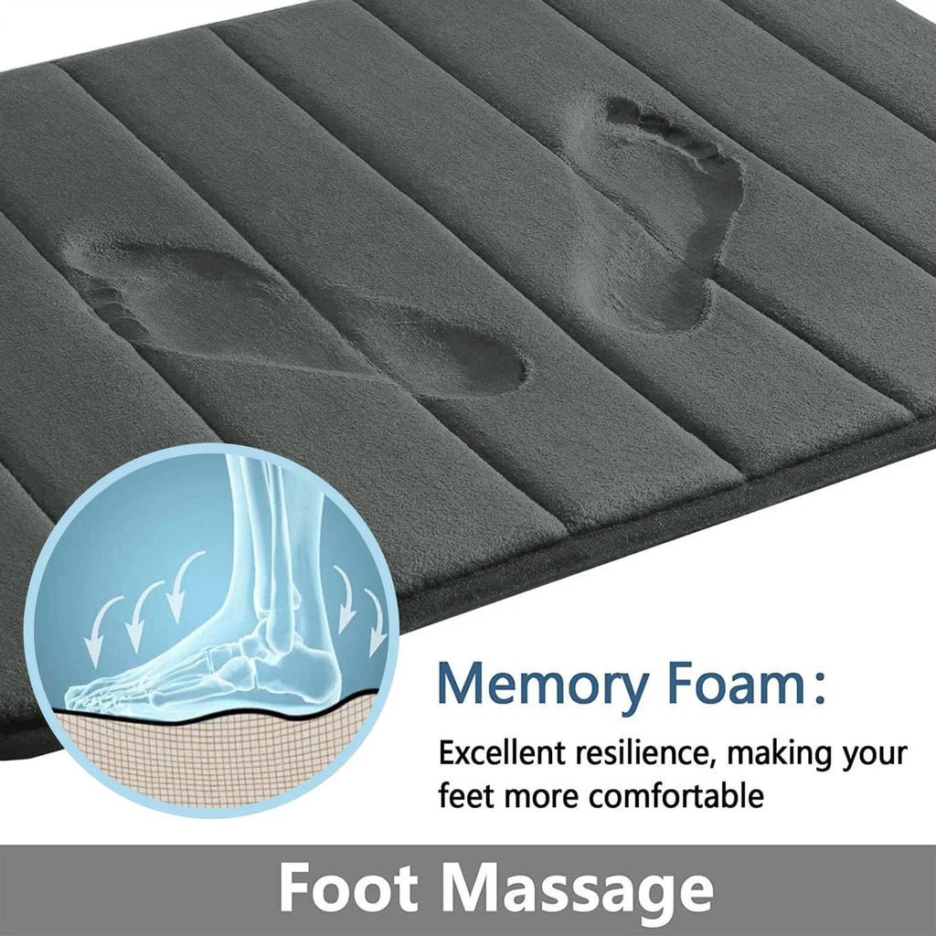 Memory Foam Bath Mat – Super Absorbent & Non-Slip Bathroom Rug for Shower & Tub