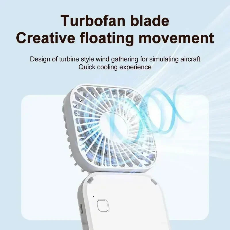 Portable Neck Fan Foldable Mini Handheld Fan with Power Bank USB Rechargeable Small Hand Fan Hanging Neck Fan Folding Desk Fan
