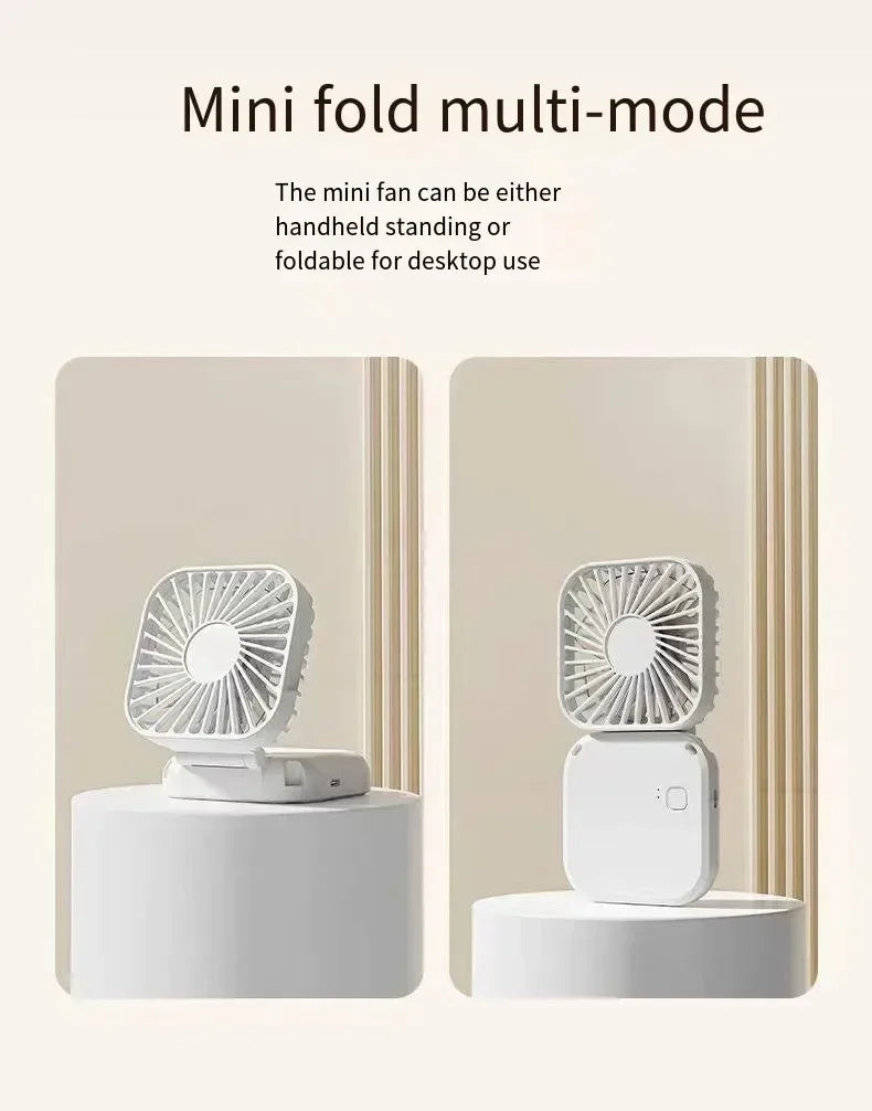 Portable Neck Fan Foldable Mini Handheld Fan with Power Bank USB Rechargeable Small Hand Fan Hanging Neck Fan Folding Desk Fan