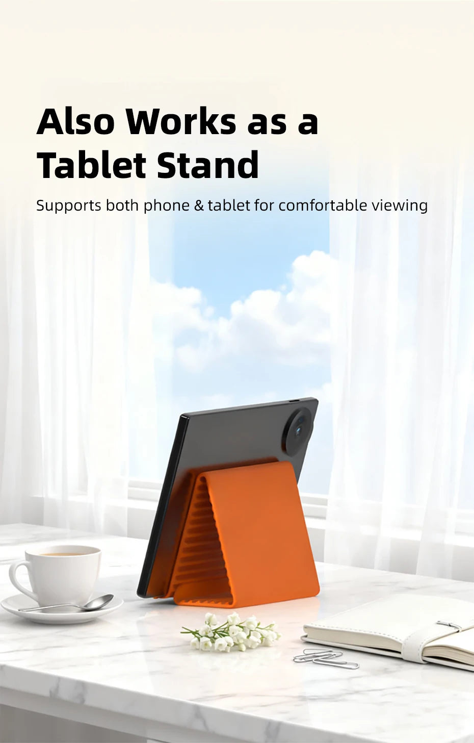 Flexible Silicone Foldable Phone Holder for Phone Tablet Laptop Desk Accessories for Home Office Bendable Portable Desktop Mount