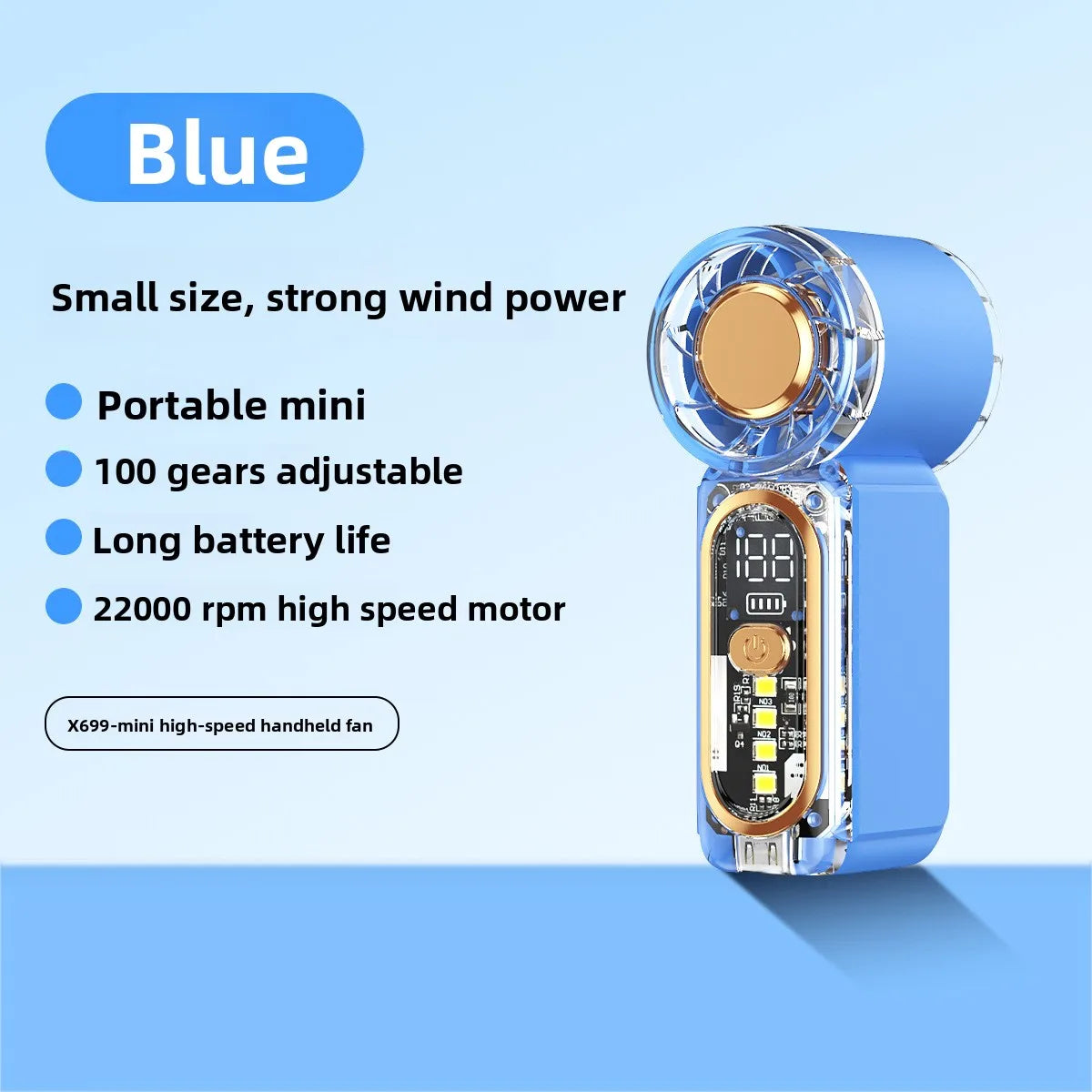 High Velocity Portable USB Charging Hand Fan Mini Powerful Pocket Fan With Strong Airflow For Summer Camping Sports Beach Travel